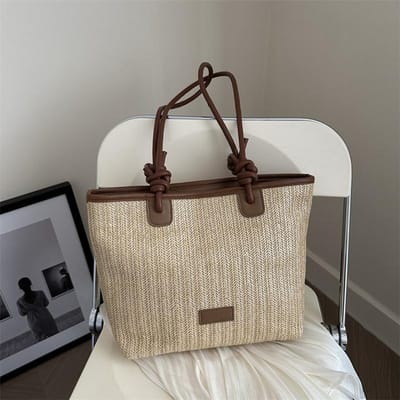 Nieuwe Grote Capaciteit Tote Bag voor Strandvakantie Eenvoudige Schoudertas voor Dames in de Zomer Casual Strandtas gray