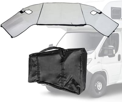 Camper Voorruitafdekking - Wrap Cover - Voertuig Beschermen - Ritssluiting Verstelbaar - 51x49x15 cm - Zilver
