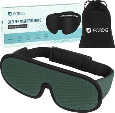 ForDig Ergonomische Slaapmasker - Oogmasker Slaap - 100% Verduisterend - Ademend - Verstelbaar - Groen
