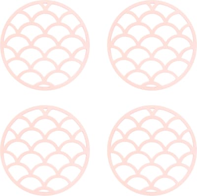 Krumble Pannenonderzetter - Set van 4 - Pannenonderzetter hittebestendig - Pannenonderzetter Siliconen - Pannenonderzettters - Schubben - Diameter 14 - Roze