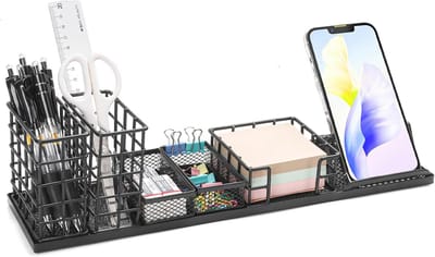 Bureau-organizer met penhouder, telefoonhouder en notitiehouder voor thuis en kantoor