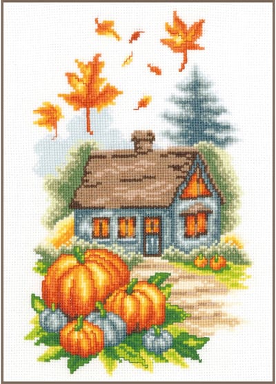 Vervaco - Telpakket kit - 19 x 28cm - Herfsthuisje - PN-0207257