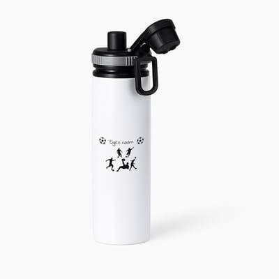 Hacebo® - Voetbal met eigen naam - waterfles met draaidop grijs - Voetbal - liefhebber - Cadeau - Verjaardag - Geschenk - Gepersonaliseerd - Jongens en meisjes - water fles - 850ML