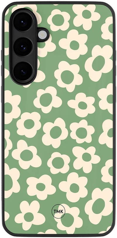 Hoesje geschikt voor Samsung Galaxy S25 FE - Retro cute flowers - Roze - TPU case - Landschap - Hardcase zwart telefoonhoesje