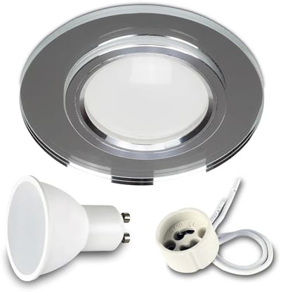 Kwazar Luminaire LED-inbouwspot 230V plat 7W badkamer inbouwverlichting plafondspots plafondspots, warm wit 3000K inbouwspots voor badkamer keuken woonkamer (helder, x1)
