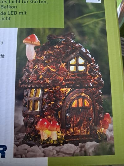 Livarno home LED Tuindecoratie - Paddenstoelhuisje - Solar Verlichting - 12.5 x 17.5 x 12.5 cm