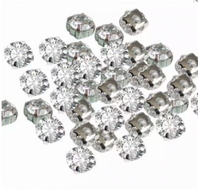 80 stuks-Strass Naaikralen-rond- 6 mm-Zilverkleurig - Charme Bijoux