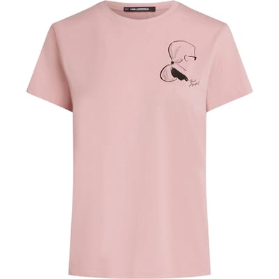 Karl Lagerfeld Sketch Cameo Print T-shirt Pink Nectar Taglia: XS | Maglie Sportivi Outlet | Donna | Rosa