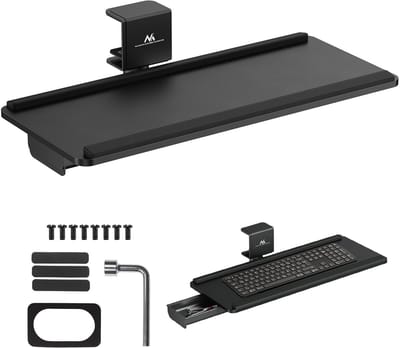 Maclean undesk toetsenbordhouder, max. belasting 5kg, horizontaal en verticaal verstelbaar, zwart, MC-108 B