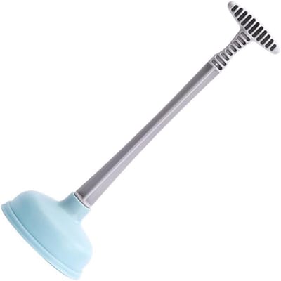 Toiletzuiger Afvoerreiniger - Ontstopper Tool - Verstopping Verhelpen - Extra Grote Kop - 42 cm Lengte - Blauw