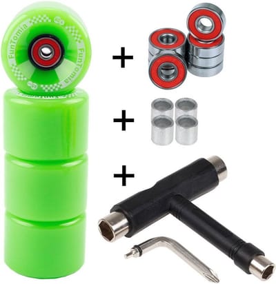 4 Stuks Longboard Wielen 65x45mm 80A met Kogellagers en T-tool
