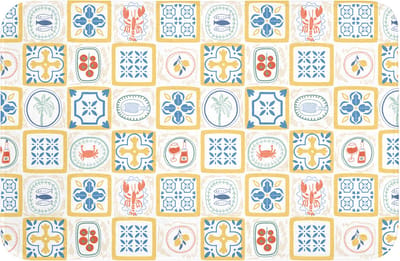 WC mat 60x40 cm - Antislip - Tegels - Patroon - Zomer - Geel - Toiletmat - Vloermat - Douchemat - Toilet tapijt - Toiletmatten