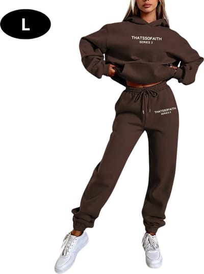 Livano Joggingpak Dames - Huispak - Volwassenen - Trainingspak - Comfortabel - Jogging Pak - Joggingsbroek - Koffie - L