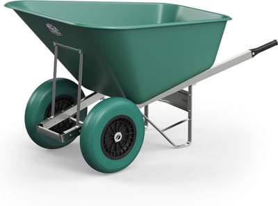 Grote Kruiwagen 200 Liter Kunststof met Lekbestendige Dubbele Banden - Groen