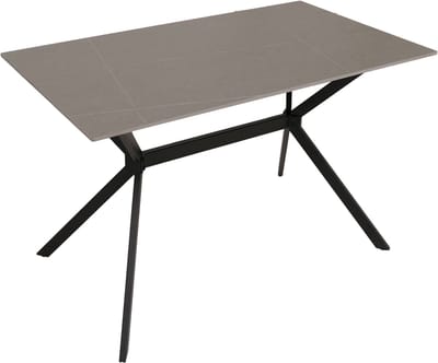 Eettafel MCW-O58, eettafel van gesinterd metaal, marmerlook 120 cm ~ grijs