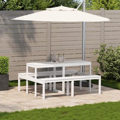 Vidaxl Picknicktafel, Wit, 160X134X75 Cm, Massief Grenenhout