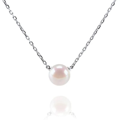 Elegante Parel Ketting 42+6 cm – Stainless Steel zilverkleurig – Imitatie Parel 8 mm - Waterproof - Kleurvast - The Jewellery Salon