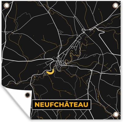 Tuin poster Neufchâteau - Kaart - Goud - Stadskaart - Plattegrond - 200x200 cm - Tuindoek