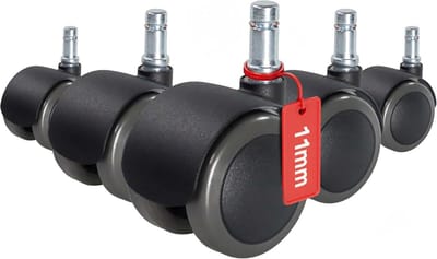 5x Harde Vloer Zwenkwielen voor Bureaustoel met Rem 11mm/50mm