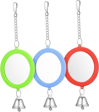 Vogelspiegel Set - Parkieten Speelgoed - Verrijking Kooien - Met Bel Geluid - 3 Stuks - Multicolor