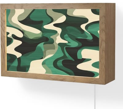 Wandlamp 30x20 cm - Oplaadbaar - Abstract - Camouflage - Groen - Wandlampen binnen woonkamer - Slaapkamer lamp met kabel - Decoratieve nachtlamp - Vloerlamp snoer