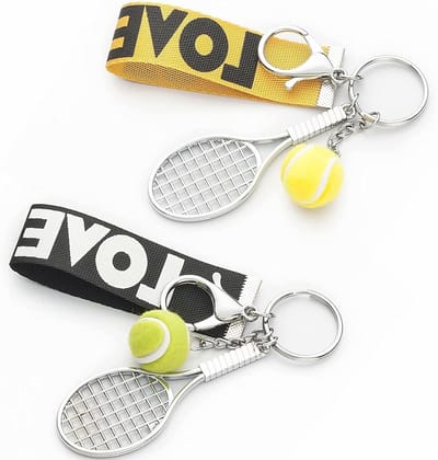 Mini Tennis Racket Sleutelhanger Set - Metalen Mini Rackets met Lobster Clasp voor Sportliefhebbers en Cadeaus