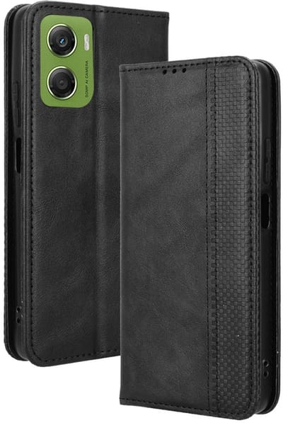 Coverup Hoesje - Geschikt voor Motorola Moto G06 / G06 Power Hoesje - Coverup Vintage Style Book Case - Zwart