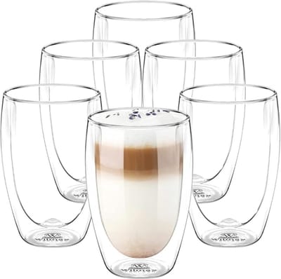 Wilmax England Dubbelwandige mok 400 ml Set van 6
