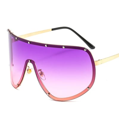 Lunettes de Soleil Surdimensionnées Sans Monture Type Bouclier Femmes Hommes Nouvelle Lentille Unique Visière Masque Coupe-vent Noir Grandes Lunettes de Soleil Teintées Uniques UV400