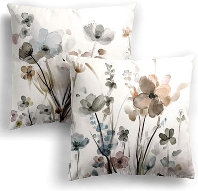 BOTC Kussenhoes 45x45cm - Set van 2 - Essentials - Bloemen - Wit