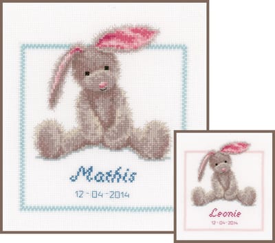 Vervaco - Telpakket kit - Geboorte - Schattig konijn - PN-0144493 - Borduren - Borduurpakket - Borduurpakket geboorte - Borduurpakket volwassenen