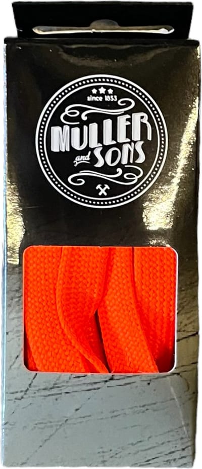 9mm Platte sneakerveter Muller and Sons in fraaie kleuren en combinaties - Licht Oranje, 120cm