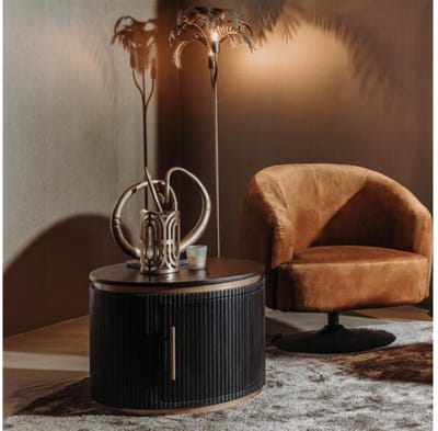 Tower Living Salontafel Rivello - Rond Zwart Hout - Ø60x57cm