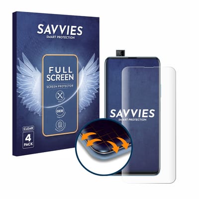 Savvies - Screenprotector voor Huawei P smart Pro 2019 - Folie Beschermfolie transparant volledig dekking 4 Stuks
