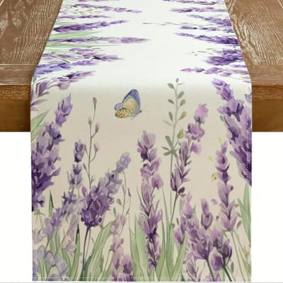 Lente Lavendel Thema Tafel Runner Landelijke Boerderij Keuken Restaurant Bureau Decoratie Linnen Tafelvlag Feest Decoratie 33x230cm white