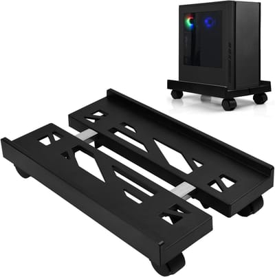 Verstelbare Computer Torenstandaard met Wielen - Mobiele CPU Houder voor Vloer en Tapijt, Geschikt voor Gaming Desktop en PC Behuizing onder Bureau - Zwart, Ruimtebesparend en Ergonomisch