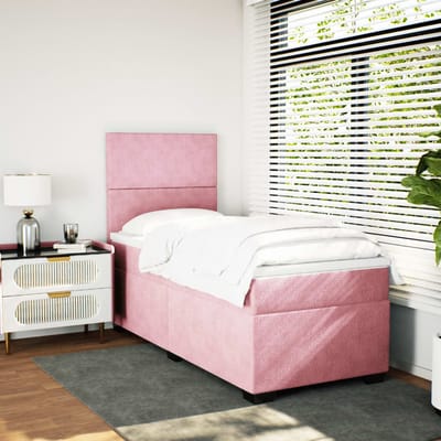 vidaXL - Boxspring - met - matras - fluweel - roze - 90x190 - cm