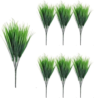Kunstgras Decoratie Set - Nep Planten Bundel - Binnen Buiten Groen - Zes Stuks Inbegrepen - 35 Cm Hoog
