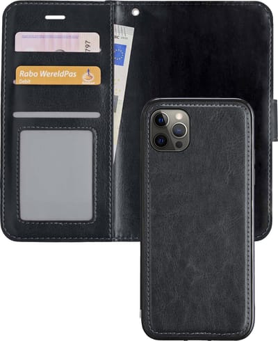 Hoesje - 2 in 1 - Geschikt voor Apple iPhone 13 Pro - Met Uitneembare Hard Cover - Kunstleer - Bookcase - Wallet Case - Met Pasjeshouder - Book Case - Uitneembaar - Pashouder - Telefoonhoes - Zwart