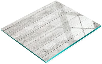Decoratieve keukensnijplank van gehard glas en hout, 60x52 cm