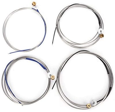 Dailygoods- Staaldraadsnaar Duurzaam Staalmateriaal - Volledige Set van 4 Snaren - Zoete Klank - Eenvoudige Installatie - Professionele Muzikanten - Vernikkelde Uiteinden - Contrabassnaar