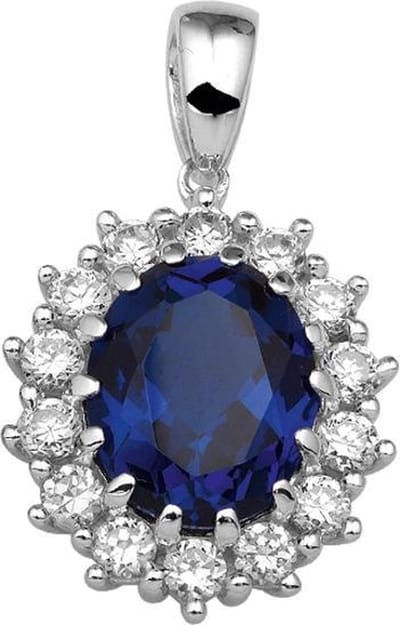 The Jewelry Collection Hanger Zirkonia Synthetische Saffier - Zilver