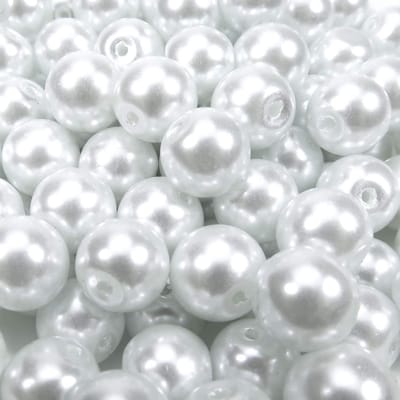 100 Stuks 10mm Witte Glazen Kralen - Ronde Faux Parels voor DIY Sieraden, Kettingen en Armbanden Maken