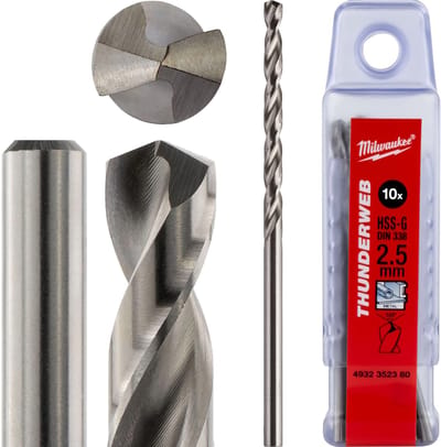 Milwaukee THUNDERWEB - Metaalboren DIN 338 - 5 en 10 stuks TW 2,5 x 57-10 stuks - 4932352380