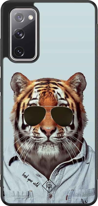 Casimoda® hoesje - Geschikt voor Samsung Galaxy S20 FE - Tijger Wild - Zwart TPU Backcover - Tijger - Blauw
