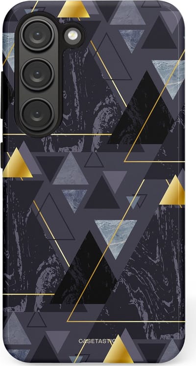 Casetastic hoesje geschikt voor Samsung Galaxy S23 - Dubbellaagse bescherming - Zwart Goudpatroon - Fashion Case - Donkergrijs Grijs