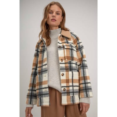 Josephine & Co Sean Jacket Sand Check Size: 36 | Overshirts Outlet | Dames | Grijs