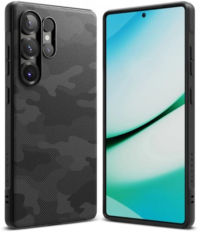 Ringke Onyx | Hoesje Geschikt voor Samsung Galaxy S25 Ultra | Back Cover Flexibel TPU | Militaire Standaard | Design Camo Zwart