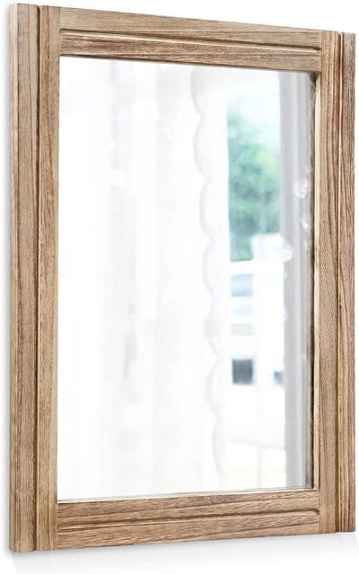 Rustieke Wandspiegel met Houten Frame voor Boerderij, Slaapkamer en Badkamer - Decoratieve Rechthoekige Spiegel