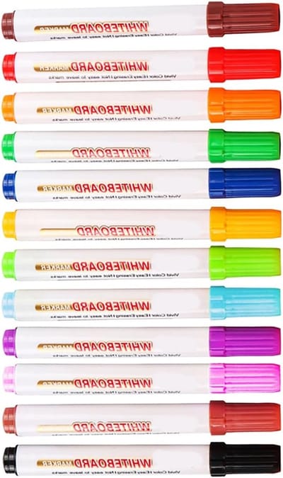 12 Kleuren Uitwisbare Whiteboard Markers op Waterbasis voor Kantoor en School - Creatief Schrijfgereedschap van 14 cm groot